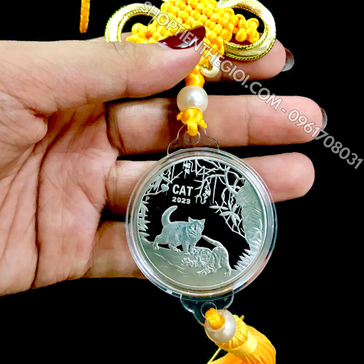 Dây Treo Ô Tô Xu Úc Hình Con Mèo Bạc